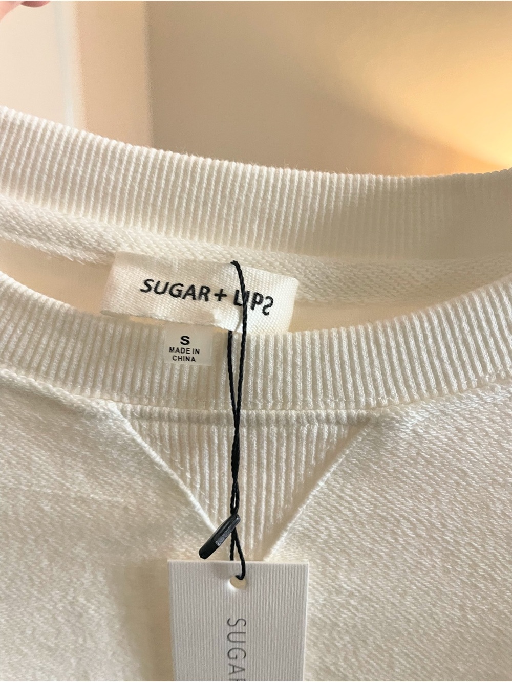 Sugarlips Houston Fringe White Cotton Sweatshirt NWT S - Picture 4 of 12